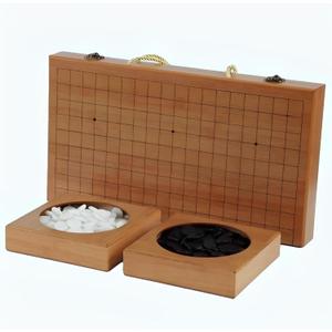 19x19 Go Game Set,Wooden Foldable Go Game Board Set, Traditional Weiqi Tabletop Strategy and Skill Game Puzzle Games for Adults Travel Folding Gift Box Board