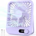 Small Fan Portable, 6.8 Inch Quiet Desk Fan Rechargeable with 2500mAh Battery Operated, 100 Speeds Adjustable Personal Mini Desktop Fan for Bedroom Office Travel Beach, Cruise Ship Essentials, Purple