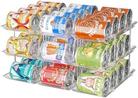 Can Organizer for Pantry, 3 Sets 3 Tiers Can Storage Organizer Pantry, Soda Can Organizer for Fridge 36 Cans Rack Automatic Rolling Stackable Canned Food Organizer, Clear