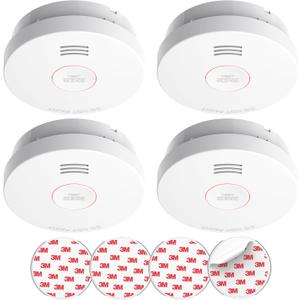 SITERLINK Smoke Detectors 10 Year Battery Operated,UL217-9th Listed Smoke Alarm with Test-Silence Button,Photoelectric Sensor Fire Alarms Smoke Detectors with LED Lights for Home, GS525A (4 Pack)