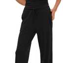 Darong Women 2 Piece Lounge Set Cap Sleeve Boat Neck Top Wide Leg Pants Set Summer Outfit Two Piece Mathing Set (Medium, Black(29" Inseam))
