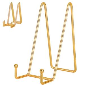 IBosins 3 Pack 8 Inch Plate Holder Display Stands, Large Metal Gold Frame Stand for Picture, Book, Photo Easel, Creation, Collectibles