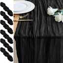 6PCS Table Runner Cheesecloth 10FT Black Boho Gauze Cheese Cloth Rustic Sheer Table Runners for Wedding Birthday Bridal Baby Shower Party Decoration