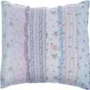 Cozy Line Home Fashions Purple Lavender Ruffle Decorative Pillow (Purple Floral Stripe, Decor Pillow -1pc)