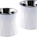 Elevated Cat Bowls for Food and Water 2Pcs, Raised Cat Food Bowls Beneficial for Digestion, Resonable Height, Whisker-Relief, Easy to Clean, 13oz(White)