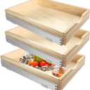 3 Set Pull Out Tray Cabinet Organizer Wooden Slide out Drawers Organizer for Base Cabinet Kitchen with Gentle Close Fully Assembled Pantry Storage Shelves (14'' X 21'' X 3")