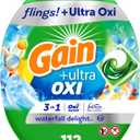 Gain flings Ultra Oxi Laundry Detergent Pacs, 112 Count, Waterfall Delight Scent, 3-in-1, HE Compatible