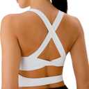 Sports Bras for Women Criss-Cross Back Padded Workout Tank Tops Medium Support Crop Tops for Women (XX-Large, White)