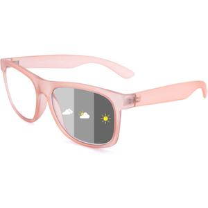 Photochromic Reading Glasses for Women Men, Womens Mens Full Reading Sun Glasses Variable Tinted Readers Grey Color Lens Pink Frame, +3.0
