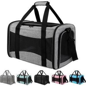 Carriers Soft-Sided Pet Carrier for Medium Large Cats Dogs 15lbs 20lbs,Ventilated Design,Portable Carry Handle,Collapsible Carrier for Kitten Puppy(X-Large,Grey&Black)