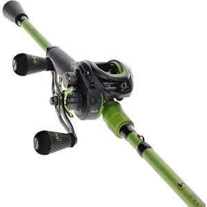 Lew's MACH 2 Baitcast Reel and Fishing Rod Combo, IM8 Graphite Blank Fishing Rod, Winn Dri-Tac Ultra Handle, Black/Green (7'3")