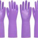 PACIFIC PPE 2 Pairs Reusable Dishwashing Cleaning Gloves with Latex Free, Cotton Lining, Kitchen Gloves, Purple, Medium