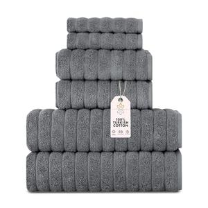 Classic Turkish Towels CTT - Luxury 6 Piece Towel Set, 100% Turkish Cotton, Absorbent & Comfy, 2 Bath Towels, 2 Hand Towels & 2 Washcloths | (Grey)