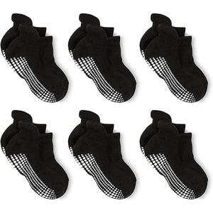 Baby Athletic Grip Socks - 6 pairs, Black, 12-36M