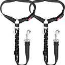 SlowTon Dog Seat Belt for Car, 1 Pack Dog Car Harness Seatbelt Adjustable with Elastic Bungee Buffer, 2 in 1 Pet Car Leash Headrest Restraint Dog Reflective Safety Tether (Black, Headrest+Clip)