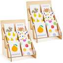 Barydat 2 Pcs Greeting Card Display Stand for Vendor Wooden 3 Tiered Multipurpose Brochure Holder Stand Display Racks for Portable Magazine Literature Organizer Rack(9 x 9.6 x 13.2 Inch)