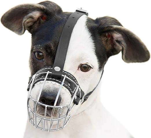 №0.5 Dog Chrome Metal Muzzles Wire Basket Adjustable Leather Straps Сircumference is 6.6-8.2 in The Length is 1.9-2.3 in