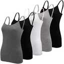 BQTQ 5 Pcs Women's Camisole Tank Top Undershirt Spaghetti Strap Basic Camisoles, XL