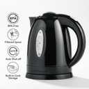 OVENTE Electric Kettle, 1.7L Fast Boiling Water Heater for Coffee or Tea, BPA Free with Water Level Gauge, Auto Shut-Off, Boil-Dry Protection, Indicator Light and Removable Filter, Black KP72B, (There is only a kettle)