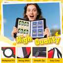 Card Binder 4 Pocket Zipper Collection Album, Premium PU Holder, Double-Sided Display for 400 Cards, Includes 5 Hard Plastic Sleeves for Game Cards, Sports Cards