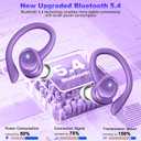 Hupoaf Wireless Earbuds Sport, 2025 Bluetooth 5.4 Headphones with Earhooks, 50H Stereo Deep Bass Over Ear Buds with 4 ENC Noise Canceling Mics, IP7 Waterproof Earphones for Running Workout Gym -Purple