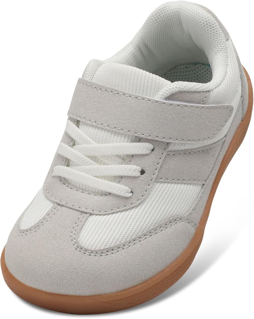 Kxsoi Toddler Shoes Baby Boy Shoes Toddler Boy Sneakers Zero Drop Minimalist Sneakers for Girls Boys Kids Baby Girls Footwear Kids Footwear White/Grey Size 8