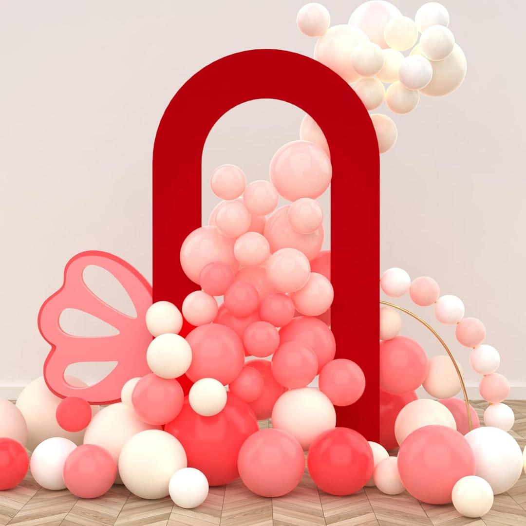 LEBENGURU Upgraded 7.2FT Open Arch Backdrop Cover, Red Spandex Fitted Round Top Wedding Arches, Double-Sided U-Shaped Arch Chiara Stand Covers for Birthday Party Baby Shower Banquet Balloon Dcor