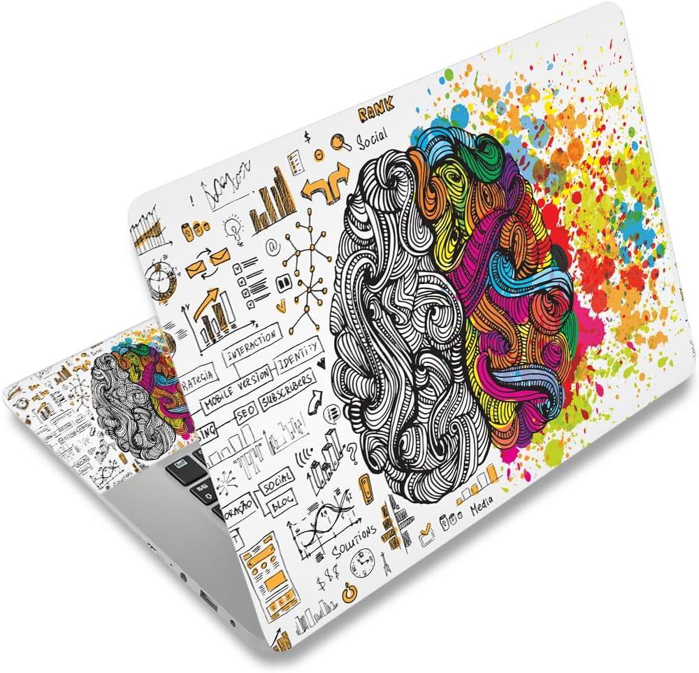 Laptop Decal Sticker Skin Cover, 11.612" 13" 13.3" 14" 15" 15.4" 15.6" Universal Laptop Netbook Vinyl Skin Sticker Cover Art Notebook Reusable Protector (2 Wrist Pad Included), White Brains