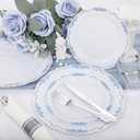 DaYammi 60PCS Blue and White Plastic Plates Blue Rim White Disposable Plates Blue White Party plates Include:30 Plastic Dinner Plate 30 Dessert plate and Wedding & Party Dining