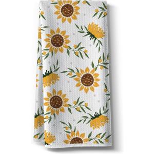 2 x Sunny Kitchen Towels for Mom-Sunflower Absorbent Microfiber Dish Towel,Great Gift for Hostess,New Home,Women,Friends,Housewarming on Birthday Christmas Mother's Day 16" x 24