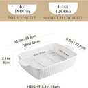 MALACASA 4.4 QT Baking Dish with Rack, 9x13 Large Casserole Dish for Oven, Ceramic Baking Pan with Rack, Rectangular Lasagna Pan Deep with Handles for Baking, Durable Microwave Oven Safe, White