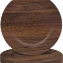 JEVERGN 10 Pack Farmhouse Charger Plates, 13'' Faux Wood Chargers for Dinner Plates, Brown Plate Chargers Set of 10, Round Plastic Charger for Wedding, Party Event, Dinner, Table Setting