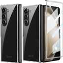 NINKI Compatible for Samsung Galaxy Z Fold 6 Clear Case with Built-in Screen Protective Transparent All-Round Camera Protective Shockproof Case for Samsung Galaxy Z Fold 6 Clear