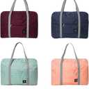 4 Pcs Foldable Travel Duffel Bag, Waterproof Lightweight Carry-on Bags, Suitable for Overnight, Holiday, Shopping, Weekends, Outing, Gym(Red/Navy Blue/Sky Blue/Light Pink)