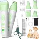 SUPRENT Dog Grooming Kit, 4 in 1 Quiet Pet Clippers for Grooming Supplies, Cordless Cat Paw Trimmer Dog Nail Grinder, Professional Long Hair Shaver Set for Cat Matted Hair and Small Dogs Thick Coats (Green)
