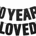 100th Birthday Decorations Pre-Strung Black Glitter 100th Birthday Banner Decor for Birthday Anniversary Party 100 Years Old Loved Sign Decorations Supplies