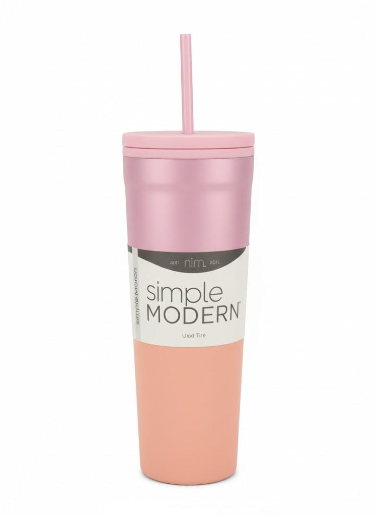 Simple Modern Insulated Tumbler with Lid and Straw | Iced Coffee Cup Reusable Stainless Steel Water Bottle Travel Mug | Gifts for Women Men Her Him | Classic Collection | 24oz | Blush