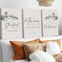 3Pcs Christian Bible Verse Canvas Wall Art Scripture Prayer Poster Print Neutral Black Botanical Painting Steadfast Love Mercies Faith Picture Wall Decor for Bedroom Living Room Office 12x16in Framed
