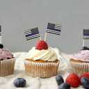 2 x QQSD Thin Blue Line American Police Toothpick Flag Small Mini Cupcake Topper Flags, 100 pcs