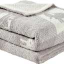 CREVENT 30"X40" Cozy Soft Warm Knitted Baby Blanket for Girls Boys, Newborn Essentials for Infant, Baby Shower Receiving Gift - Animal Grey 75X100cm