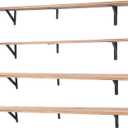 Long Wall Shelf,Large Floating Shelves for Wall,Wood Floating Bookshelves Hanging,Book Storage Display for Living Room Bedroom Office Bathroom Decor,4 Pack,47 Inch,Carbonized Black