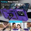 Janmitta Case for iPhone 12 & 12 Pro Phone Cover Built in Slide Camera Lens Cover+Screen Protector,Heavy Duty Shockproof Full Body PhoneCase with Finger Ring Holder Kickstand,Purple
