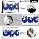 Blue 8 Ball Poster, Lucky Me Lucky You Lucky Us Quote Canvas Wall Art, Playful Billiards Balls Picture Print, Retro 8ball Pool Painting for Bar Cart Game Room Man Caves Wall 12x16in Unframed