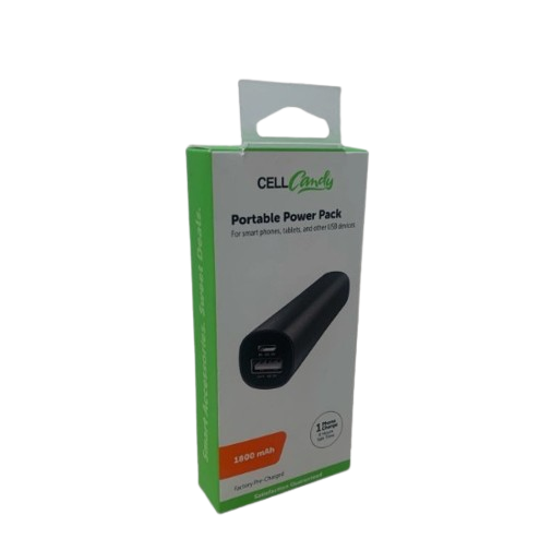 Cell Candy Portable Power Pack Smartphone 1800 mAh USB & Micro-USB Black 8h