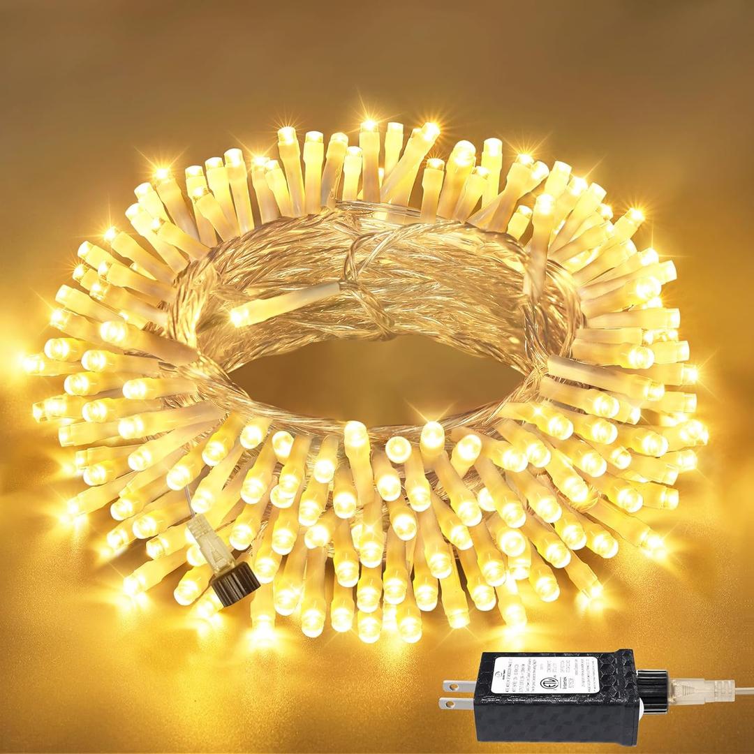 49FT 150 LED Christmas Lights Outdoor Waterproof, Timer & Memory Function, 8 Modes Warm White String Lights Plug in Twinkle Lights for Xmas Tree Holiday Garden Indoor Party Decor