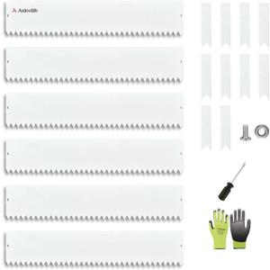 A ANLEOLIFE 20FT Galvanized Steel Landscape Edging, 6-Pack 40" L x 8" H Hammer-in Metal Garden Border with 10 Stakes for Lawn, Pathway, Flower Beds White