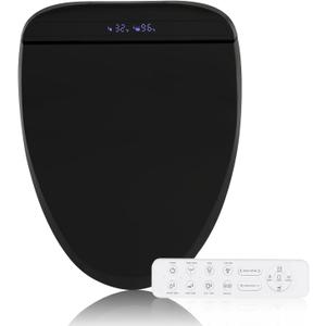 YOURLITE Bidet Toilet Seat, Elongated Toilet Seat Warm Water, Heated Seat Bidet with Remote Control,Self-cleaning Nozzle Temperature Adjustable LED Light, Need Electricity, Black
