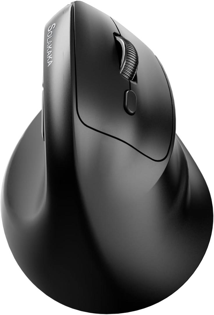 SOLAKAKA SM520 Ergonomic Mouse with 24000 DPI, Vertical Mouse with Programmable Side Button, Wireless Mouse with Tri-Mode Connection - BT5.0/USB-C/2.4GHz, for Desktop, PC, Laptop (Black)