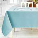 IVAPUPU Textured Linen Table Cloth for Rectangle Tables - Light Blue Tablecloths Rectangular Waterproof Wrinkle Free Wipeable Dining Table Cover for Spring Wedding Birthday Kitchen Decor, 52 x 70 Inch