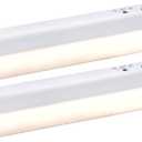 PureOptics LED Battery Operated Under Cabinet Lighting, Motion Sensor On/Off, Warm White LED, Stick-On Install for Kitchen & Closets - 2 Bars